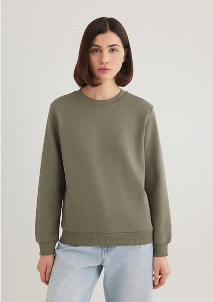 Bisiklet Yaka Yeşil Sweatshirt 1S10183-70121