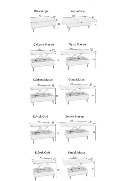 Leydi 5 Kademeli Oval Akıllı Sihirli Orta Sehpa 599 60X90 fiyatları