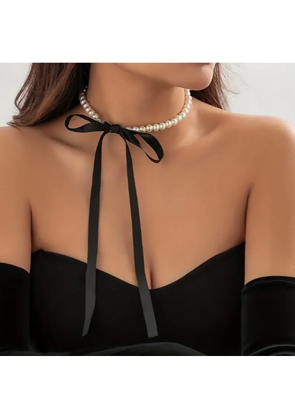 Kadın Kurdelalı Inci Kolye