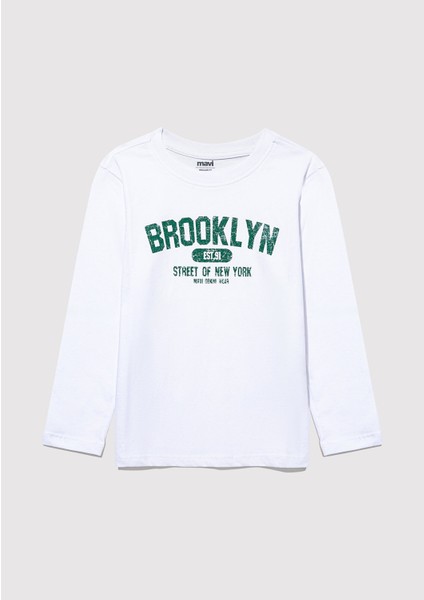 Brooklyn Baskılı Beyaz Tişört 6610223-620 modelleri