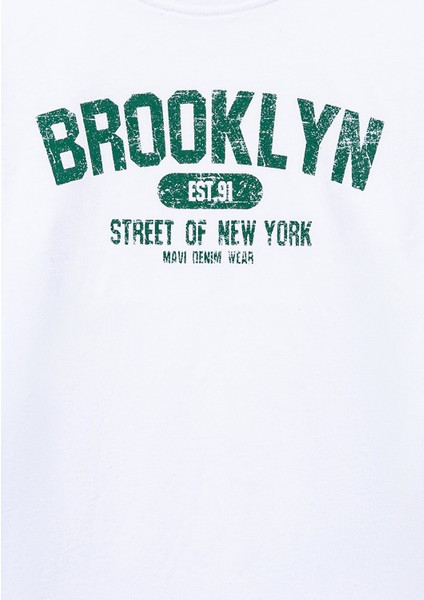 Brooklyn Baskılı Beyaz Tişört 6610223-620 indirimleri