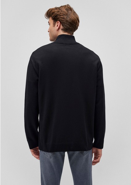 Yarı Fermuarlı Dik Yaka Siyah Kazak 0710256-900 fırsatları