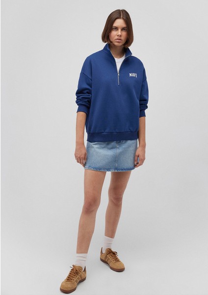 Mavi Logo Baskılı Yarı Fermuarlı Lacivert Sweatshirt 1S10179-82625 fiyatları