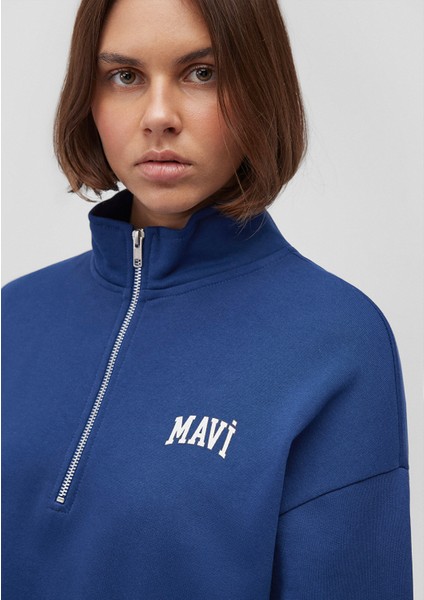 Mavi Logo Baskılı Yarı Fermuarlı Lacivert Sweatshirt 1S10179-82625 indirimleri