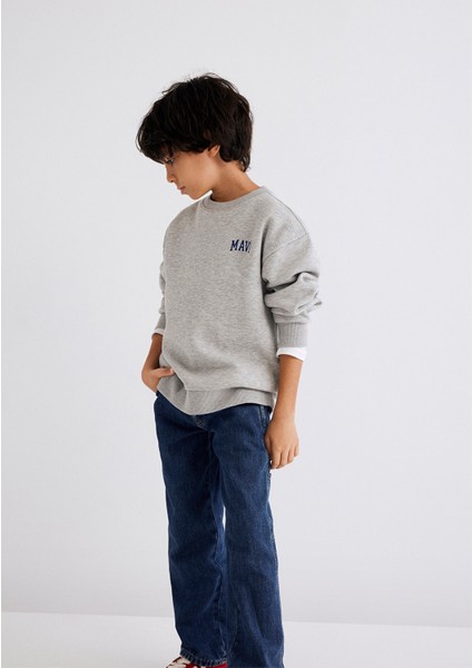 Logo Baskılı Gri Sweatshirt 6S10055-88468