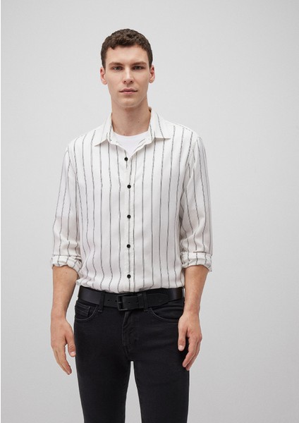 Çizgili Beyaz Tencel TM Lyocell Gömlek 0211222-620 fiyatları