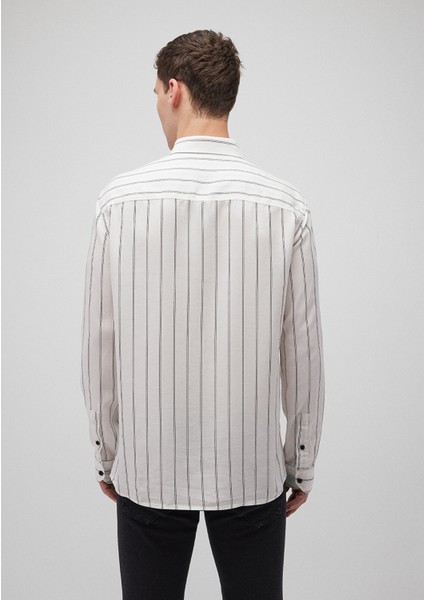 Çizgili Beyaz Tencel TM Lyocell Gömlek 0211222-620 fırsatları