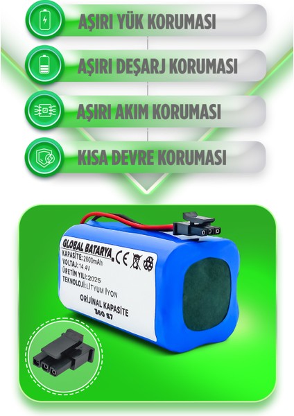 S7 Akıllı Robot Süpürge Bataryası 14.4V 2600MAH Pil