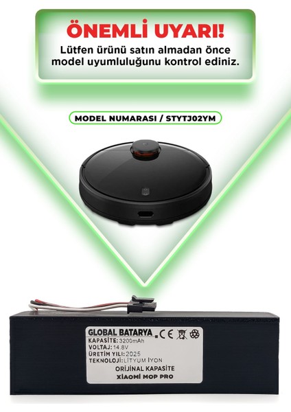 Xiaomi Mi Vacuum Mop Pro Akıllı Robot Süpürge Bataryası 14.4V 3200mAh Li-ion Pil (Orijinal Kapasite) indirimleri