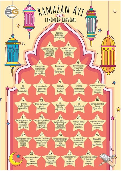Ramazan Ayı Etkinlik Takvimi - Pembe