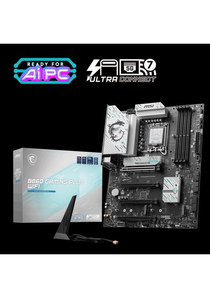 Msı MB B860 Gamıng Plus Wıfı Soket 1851 Ddr5 8600MHZ(OC) 3xm.2 1x Tb4 HDMI Dısplay 5g Lan Wıfı 7 Atx