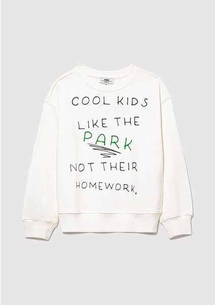 Cool Kids Baskılı Ekru Sweatshirt 7S10094-70057