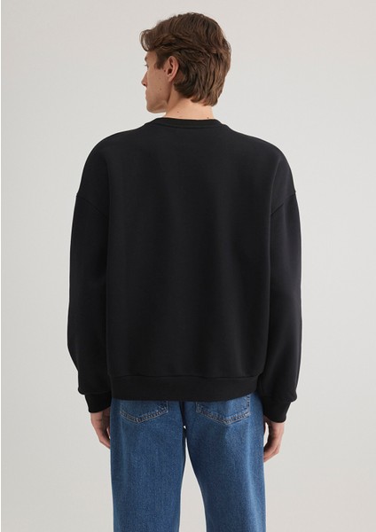 Bisiklet Yaka Siyah Basic Sweatshirt 0S10348-900