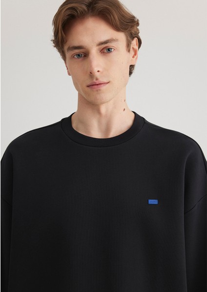 Bisiklet Yaka Siyah Basic Sweatshirt 0S10348-900