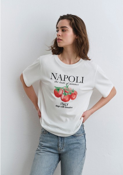 Napoli Baskılı Beyaz Tişört 1613056-70057