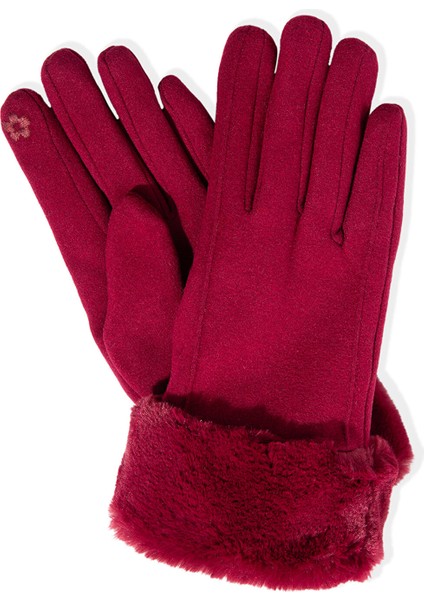 Suni Kürk Detaylı Bordo Eldiven 1911768-70394