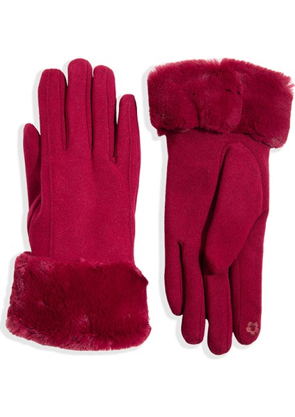 Suni Kürk Detaylı Bordo Eldiven 1911768-70394 fiyatları