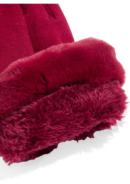 Suni Kürk Detaylı Bordo Eldiven 1911768-70394 fırsatları