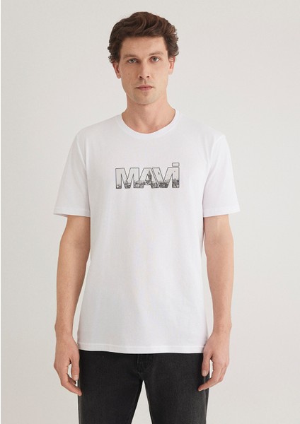 Mavi Logo Baskılı Beyaz Tişört 0610948-620