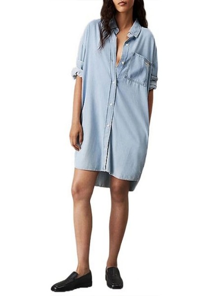 Loose Shırt Lyocell Denım Dress fırsatları