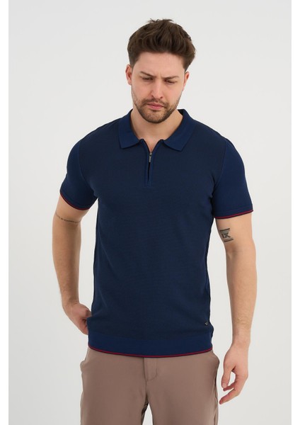 Erkek Polo Yaka Fermuarlı Triko T-Shirt (AG-50025) indirimleri
