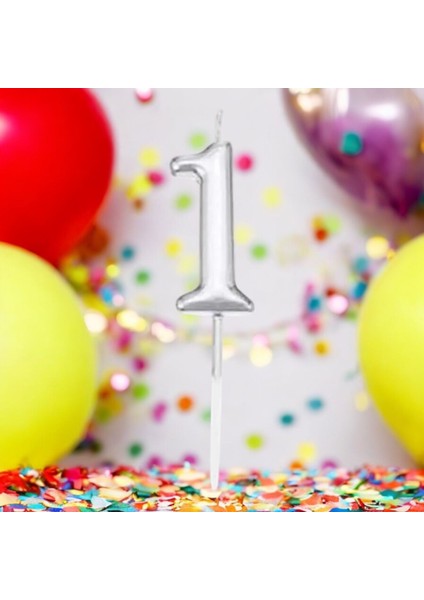 1 Yaş Gümüş Rakam Mum