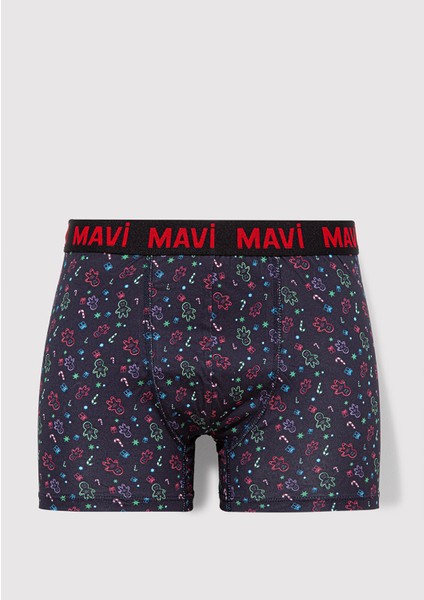 Yılbaşı Temalı Baskılı Lacivert Boxer 0911772-70490