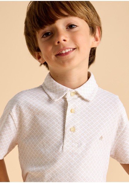 Erkek Çocuk Baskılı Yakalı Tshirt Bej indirimleri