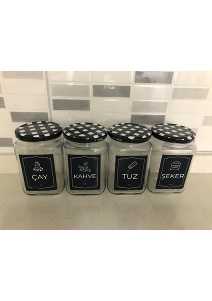 Dekoratif Cam Saklama Kabı 4 Lü Çay,Kahve,Tuz,Şeker 720 cc fiyatları