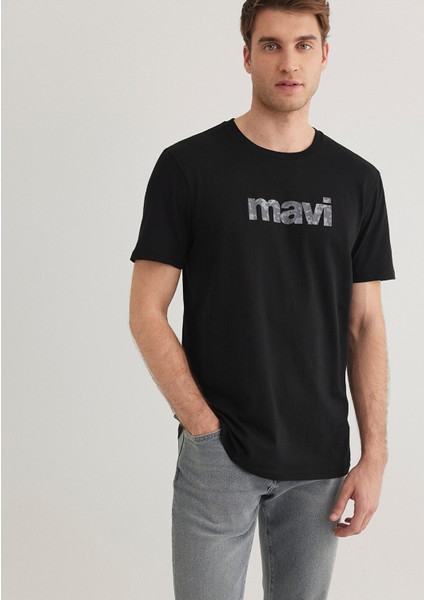 Mavi Logo Baskılı Siyah Tişört 0611039-900