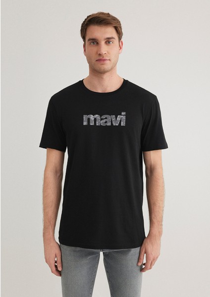 Mavi Logo Baskılı Siyah Tişört 0611039-900