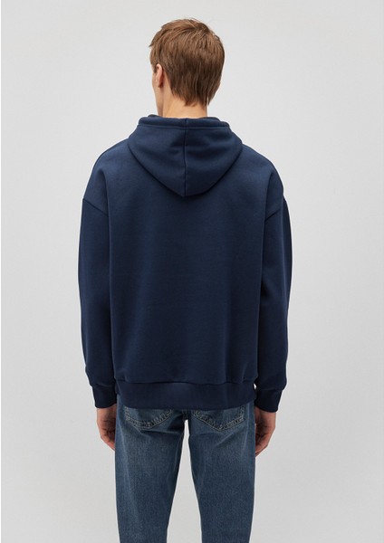 Logo Baskılı Kapüşonlu Lacivert Sweatshirt 067149-29743