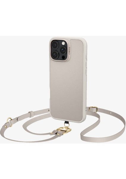 Ciel by CYRILL iPhone 16 Pro ile uyumlu Askılı MagSafe Kılıf Kajuk Mag Hava Kanalı Teknolojisi™ Askeri Sınıf Koruma Classic Charm Cream Vegan Deri Kapak - ACS08410