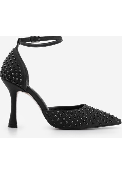 Kadın Stiletto Sivri Burun Bilekten Bağlamalı Taşlı Topuklu Ayakkabı Livon modelleri