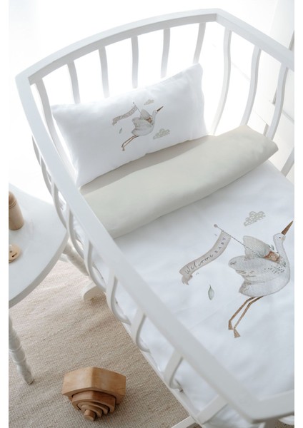 Anne Yanı Beşik Nevresim Takımı (60X100) - Royal Series - Welcome Baby Stork fiyatları