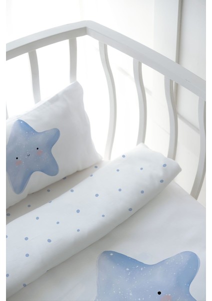 Park Yatak Nevresim Takımı (80 x 120) - Pure Baby Serisi - Pofuduk Mavi Yıldız