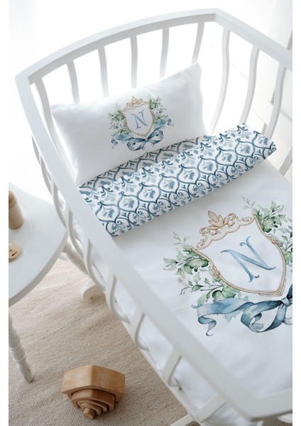 Anne Yanı Beşik Nevresim Takımı (60X100) - Blue Royal Series - N Harfi fiyatları