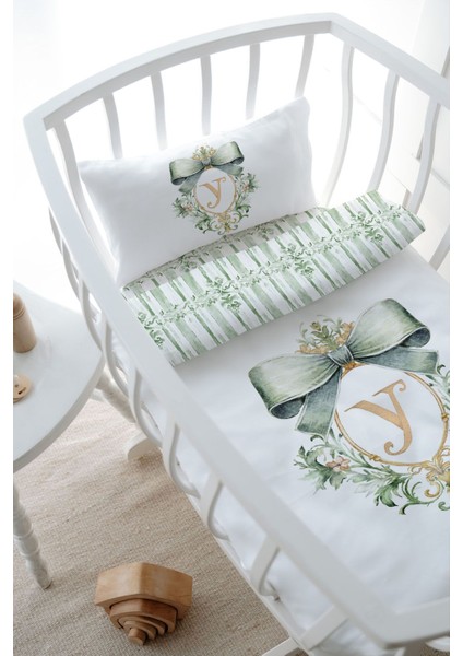 Anne Yanı Beşik Nevresim Takımı (60X100) - Green Royal Series - Y Harfi modelleri
