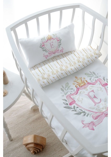 Anne Yanı Beşik Nevresim Takımı (60X100) - Pink Royal Series - E Harfi modelleri