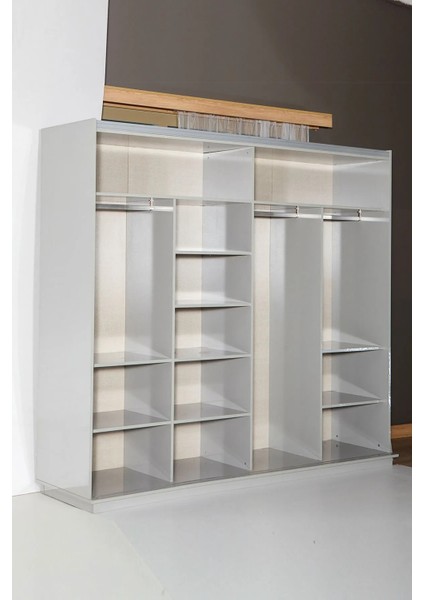 Romeo Aynalı Sürgülü Gardırop - Duman Gri fiyatları