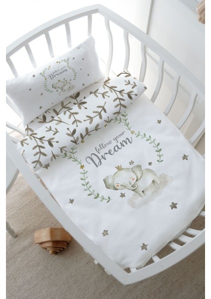 Anne Yanı Beşik Nevresim Takımı (60X100) - For Baby Serisi - Damask Filli