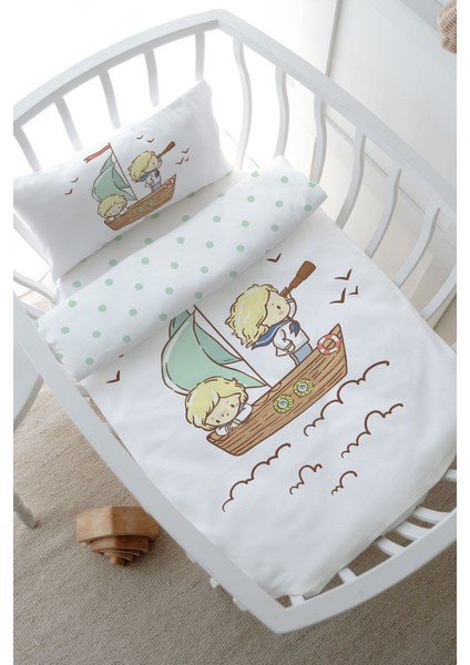 Park Yatak Nevresim Takımı (80 x 120) - Pure Baby Serisi - Sevimli Kaptan ve Miço