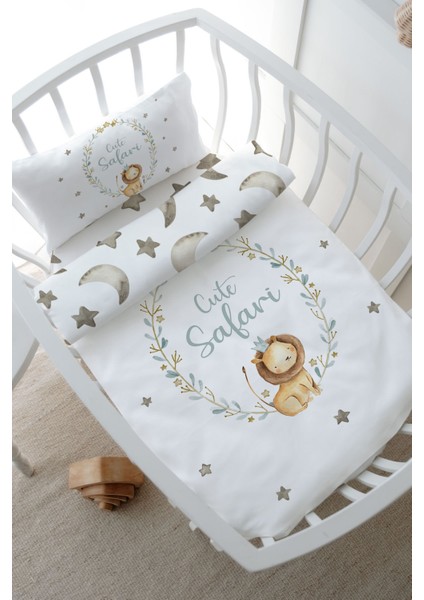 Anne Yanı Beşik Nevresim Takımı (60X100) - For Baby Serisi - Aslanlı Çember