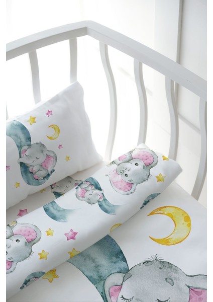 Anne Yanı Beşik Nevresim Takımı (60X100) - For Baby Serisi - Hortumda Uyuyan Pembe Fil indirimleri