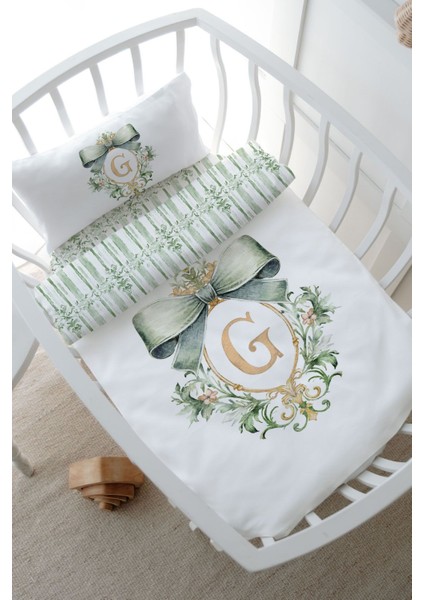 Anne Yanı Beşik Nevresim Takımı (60X100) - Green Royal Series - Gharfi