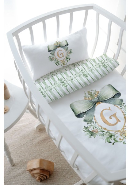 Anne Yanı Beşik Nevresim Takımı (60X100) - Green Royal Series - Gharfi modelleri