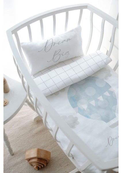 Park Yatak Nevresim Takımı (80 x 120) - Pure Baby Serisi - Bulutlu Mavi Hava Balonu