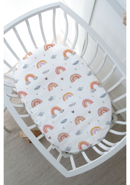 Anne Yanı Beşik Nevresim Takımı (60X100) - Iconic Serisi - Somon Gökkuşağı fırsatları