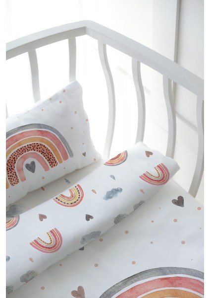 Anne Yanı Beşik Nevresim Takımı (60X100) - Iconic Serisi - Somon Gökkuşağı indirimleri