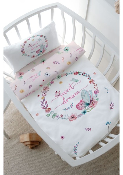 Anne Yanı Beşik Nevresim Takımı (60X100) - For Baby Serisi - Kelebekli Çember